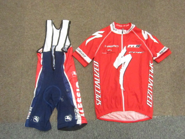 SPECIALIZED&Giordana サイクルジャージ上下セットアップ メンズM サイクリングシャツ&レーサーパンツ 自転車ウエア イタリア製10110拍卖