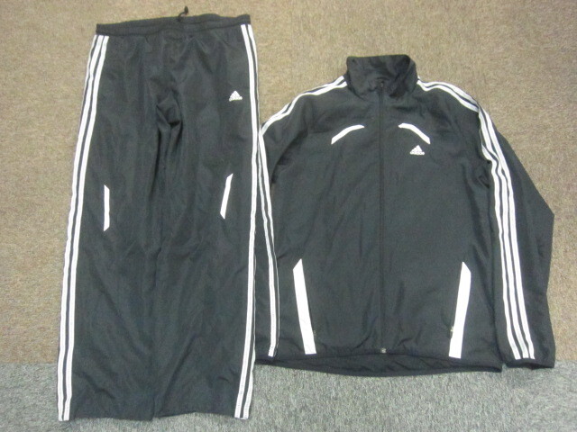 アディダス ナイロンジャージ上下セットアップ メンズL 黒白 トラックスーツ上下 トラックジャケット&パンツ ウインドブレーカー10189拍卖