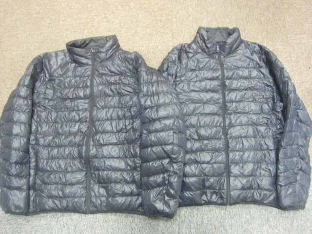 ユニクロ ウルトラライトダウンジャケット 2枚セット メンズL 軽量ダウンジャンパー コンパクトダウンウエア 黒 保温 防寒 10009拍卖