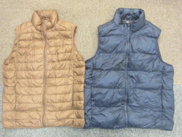 ユニクロ ウルトラライトダウンベスト 2枚セット メンズL 軽量ダウンウエア コンパクトダウンジャケット インナーダウン 保温防寒10009拍卖