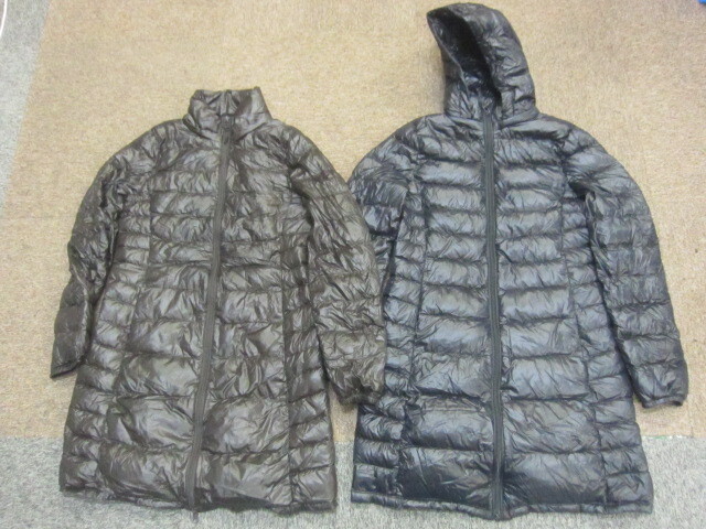 ユニクロ ウルトラライトダウンコート 2枚セット SIZE L 黒茶 軽量ダウンジャンパー ロングダウンジャケット フーディー パーカー11009拍卖