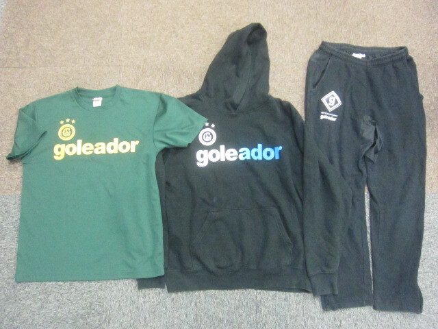 goleador(ゴレアドール) スウェット上下セット&半袖サッカーシャツ 3枚セット メンズL LL XL 黒 サッカージャージトップ&パンツ10259拍卖