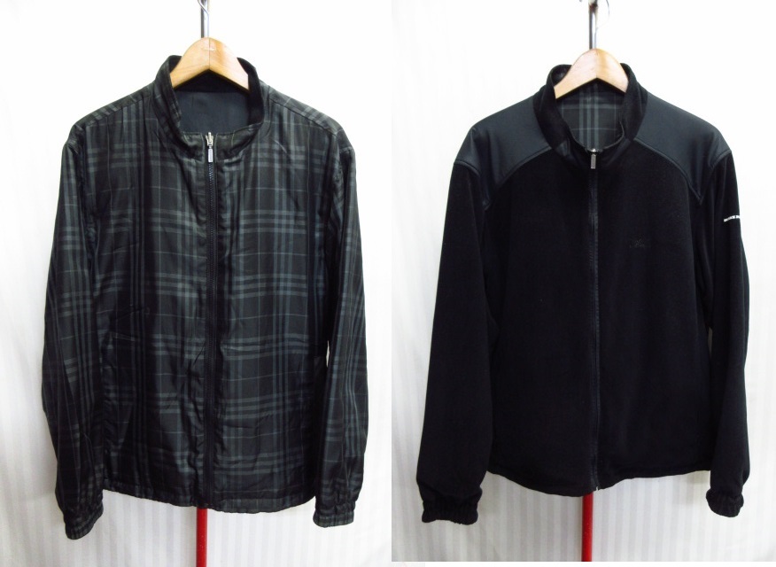 バーバリー BURBERRY GOLF リバーシブル仕様ブルゾン メンズL ナイロンフリースジャケット ノバチェック柄ジャンパー ゴルフウエア09261拍卖