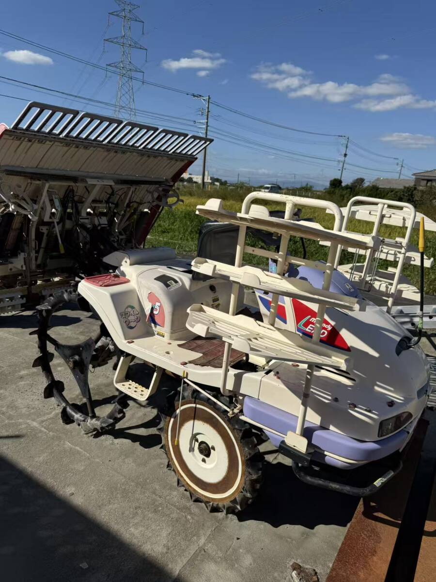 【福岡県みやま市】三菱 5条植 田植え機 セル LV5 12馬力 371時間 自動水平 バックアップ スマイルターン パワステ 整地ローター 田植機拍卖