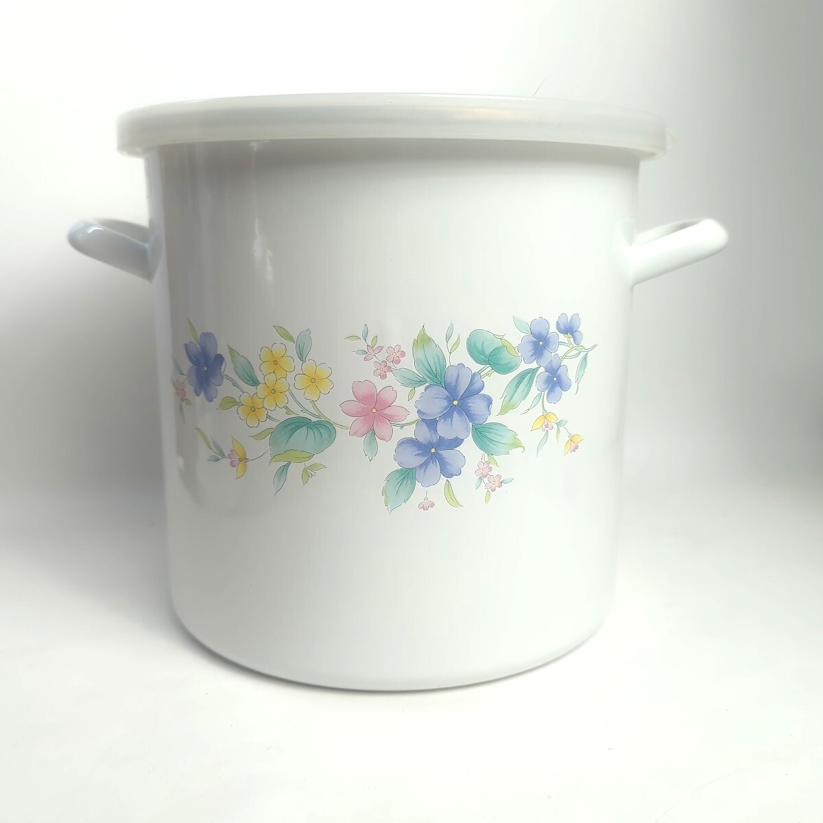 ホーロー容器 蓋付き 保存容器 よう日メモリー シール付き 花柄 キッチン用品 キャニスター WAKABATO 自宅保管品 拍卖
