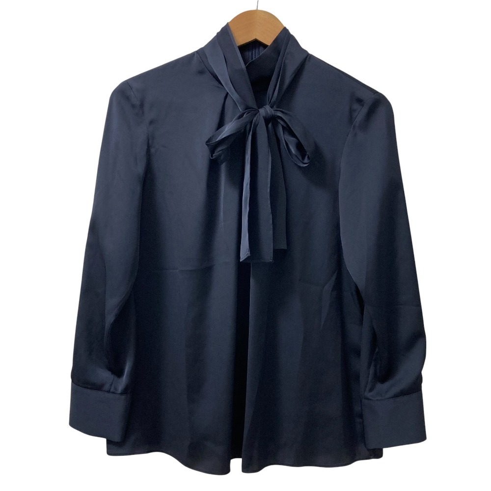美品 24AW theory luxe セオリーリュクス NOLLY JACQUELINE リボン ボウタイ 長袖 ブラウス サイズ38 ネイビー拍卖