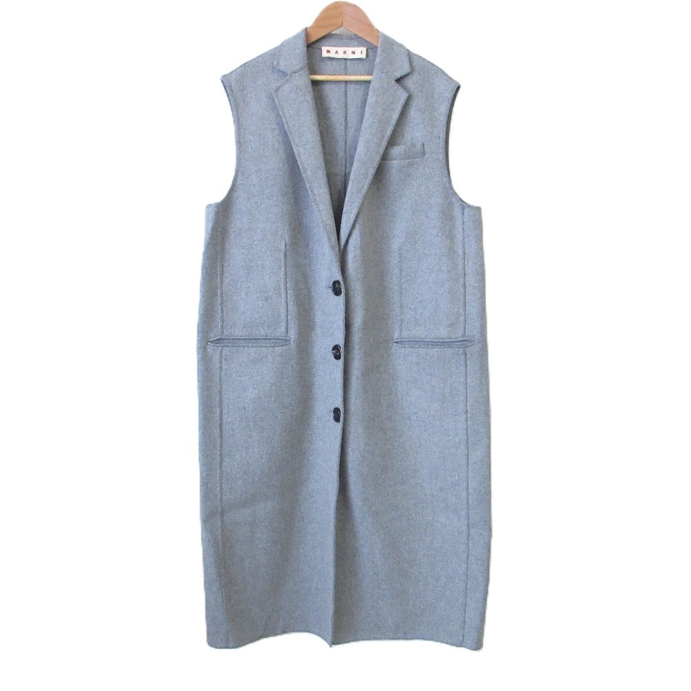 美品 MARNI マルニ ウールロングジレ ベスト ノースリーブコート 40 グレー拍卖