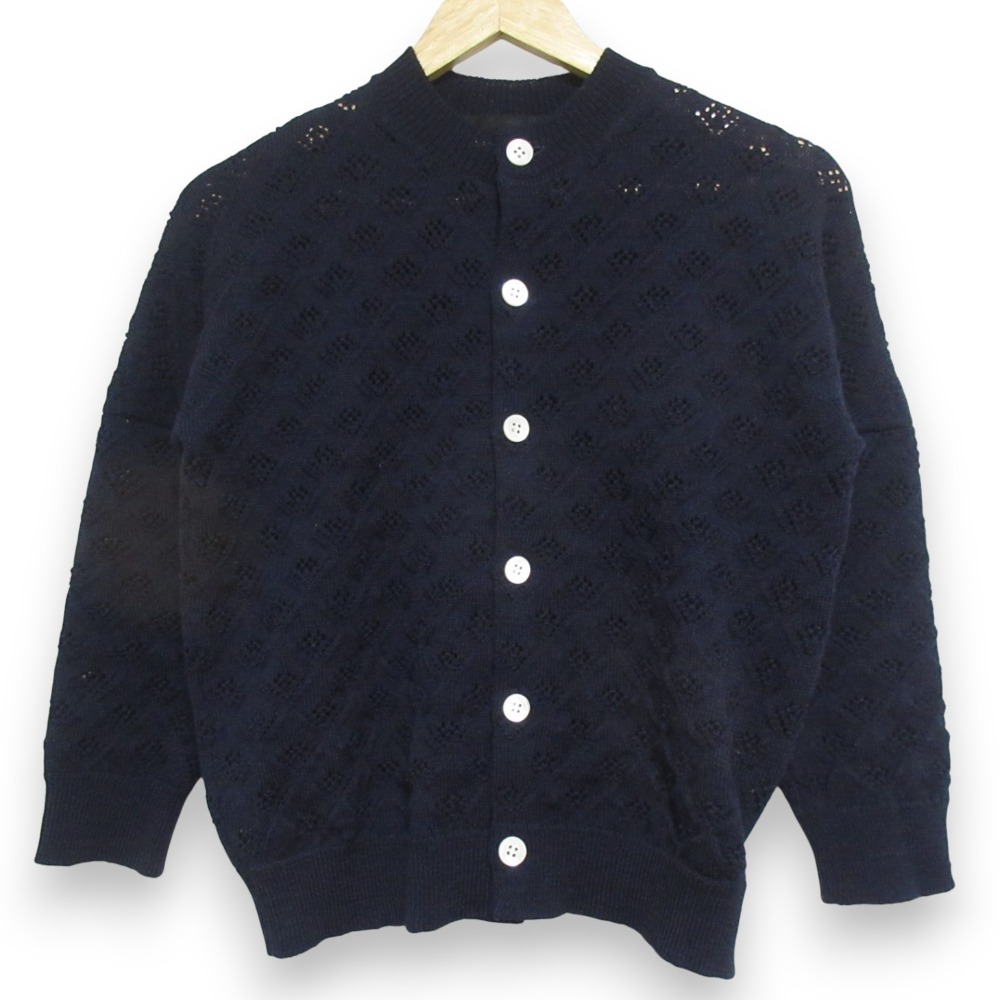 美品 AD2019 tricot COMME des GARCONS トリココムデギャルソン ウールニットカーディガン TE-N008 Mサイズ ネイビー拍卖