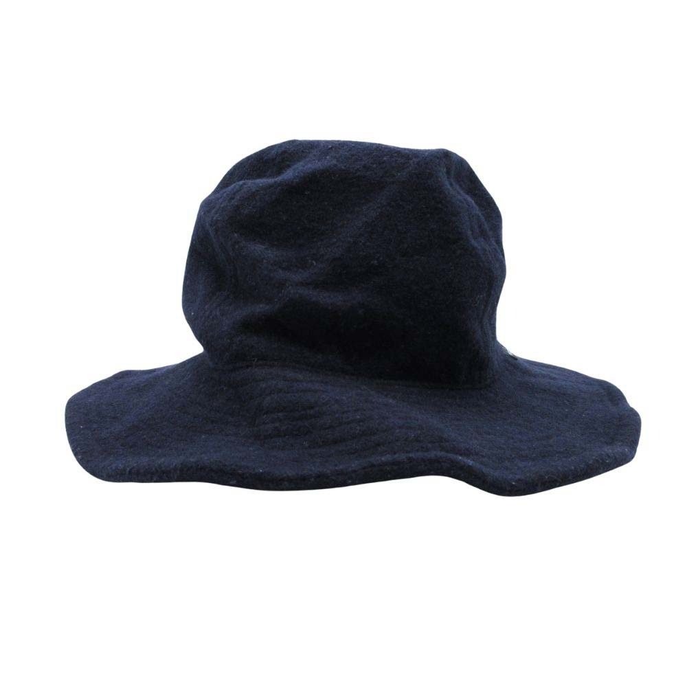 美品 glamb グラム ワイヤー ステッチ コットンブレンド メルトン ウールハット ブリムハット 帽子 L 紺 ネイビー拍卖