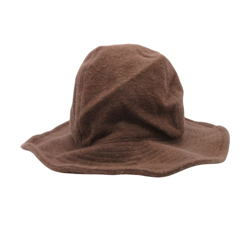 美品 glamb グラム ワイヤー ステッチ コットンブレンド メルトン ウールハット ブリムハット 帽子 L 茶 ブラウン拍卖