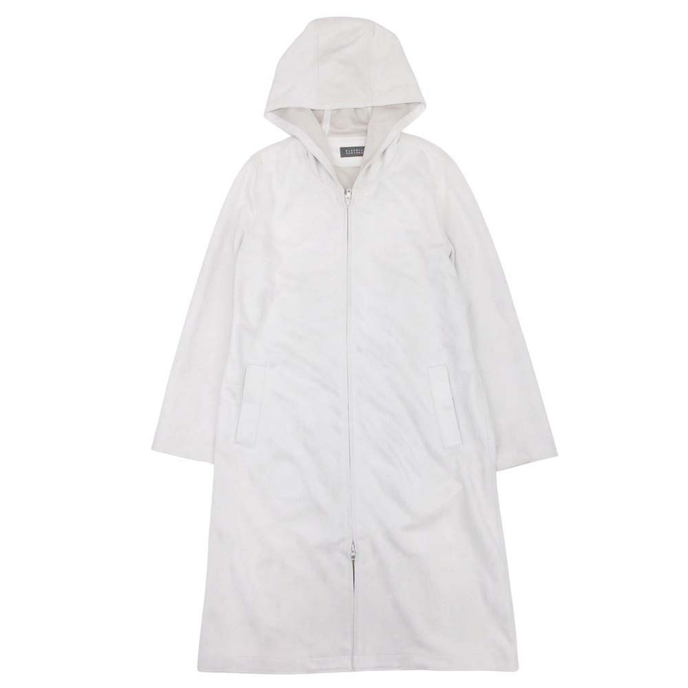 新品同様 BARNEYS NEWYORK バーニーズニューヨーク スエードタッチ ロング フーデッドコート ジップアップ F グレージュ拍卖