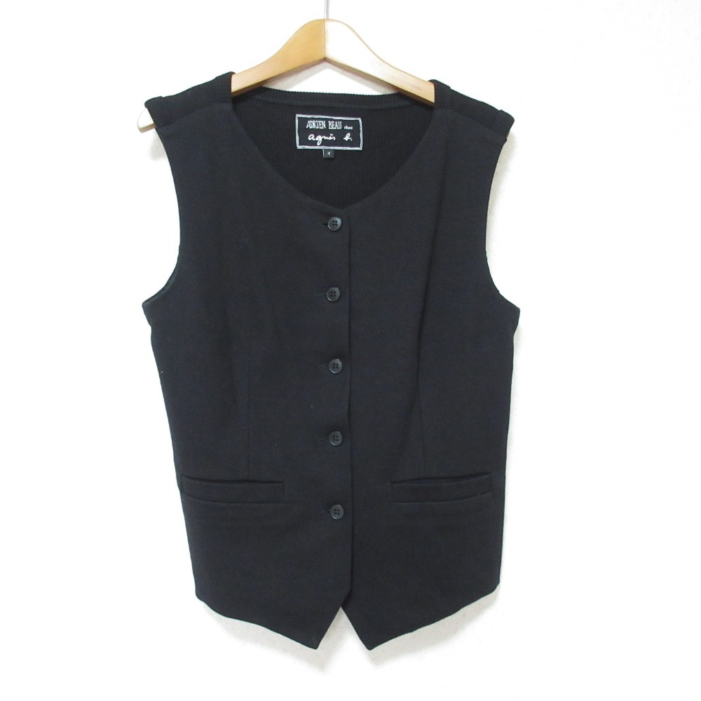 美品 agns b. アニエスベー ADRIEN BEAUコラボ ベスト ジレ ブラック拍卖