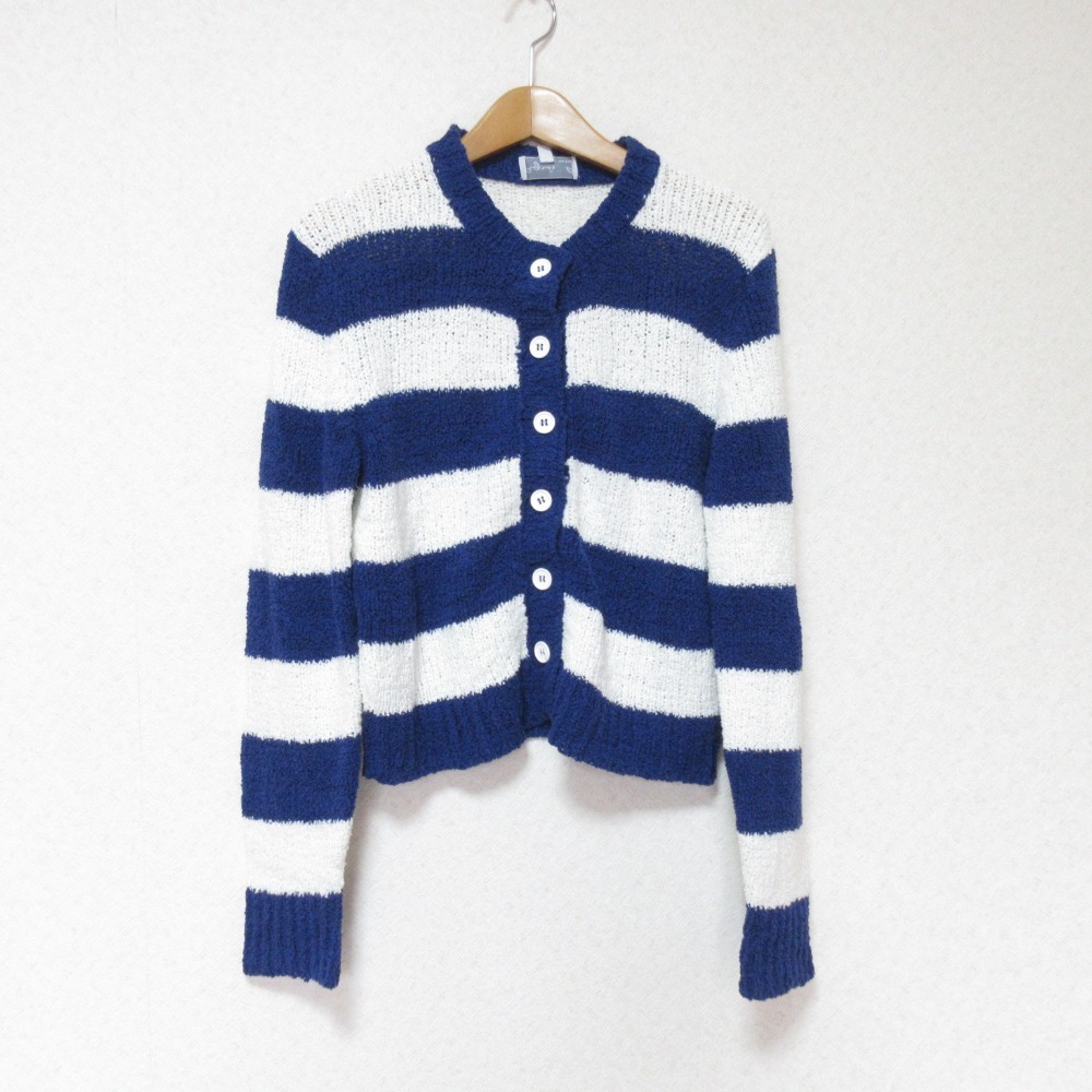 美品 agns b. アニエスベー ボーダー ニット カーディガン 2 ネイビー拍卖