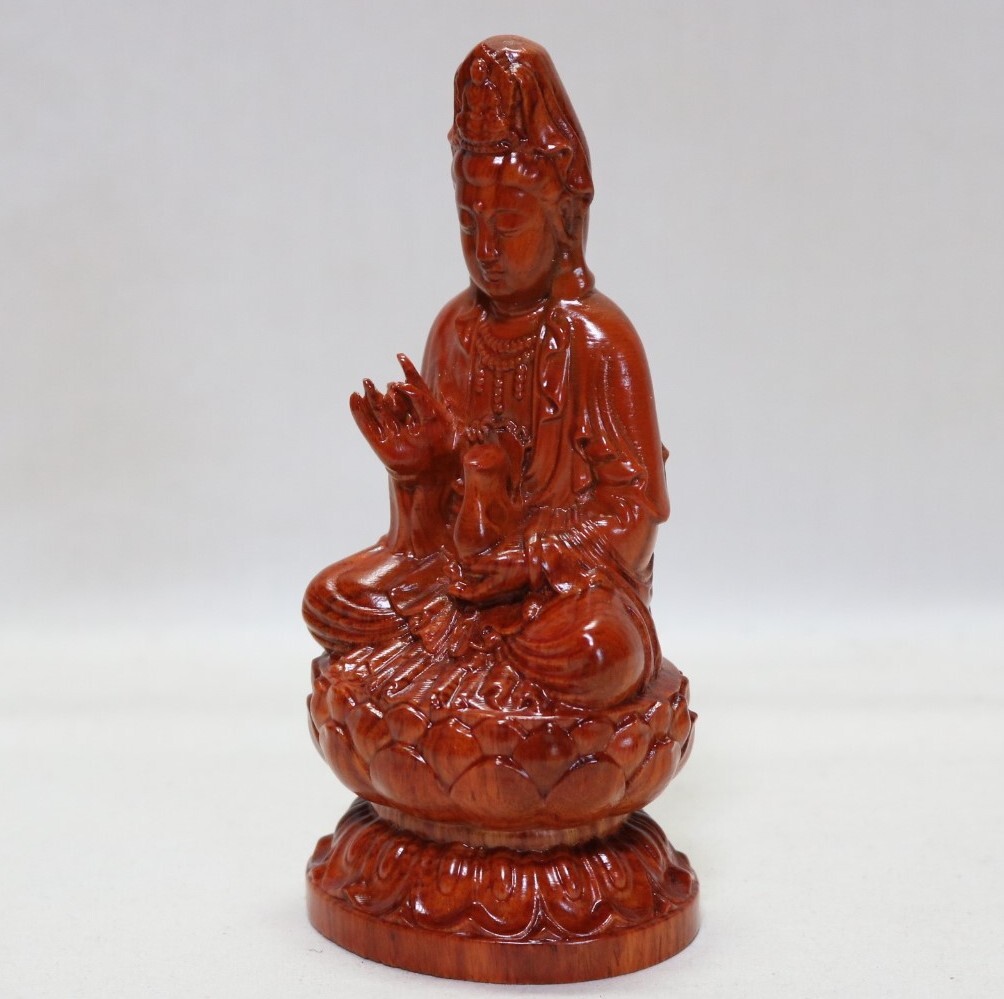 観世音菩薩坐像 唐木紅木彫 高14㎝    DW05拍卖