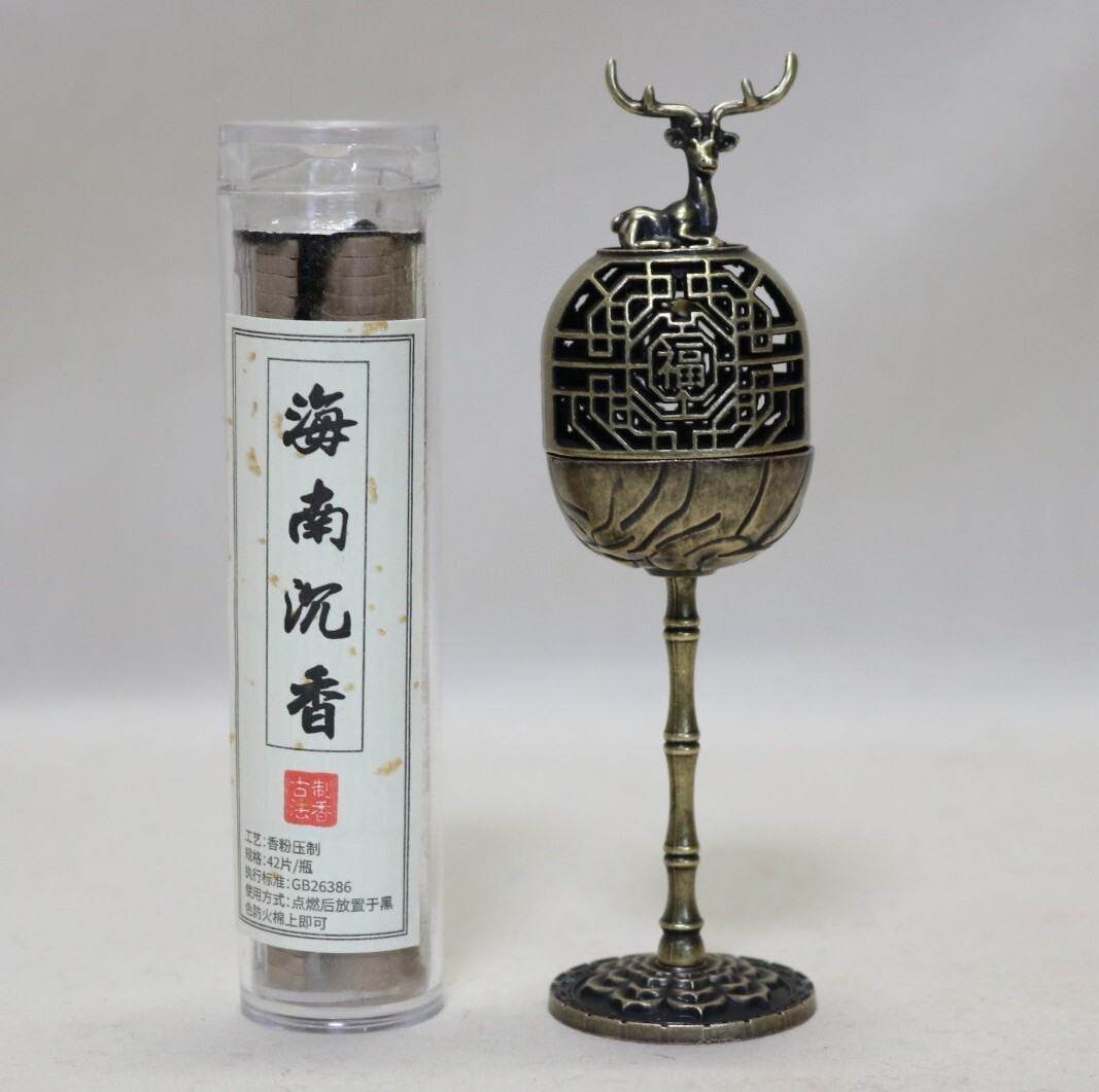 香炉 福鹿高脚炉と唐土香のセット    DY33拍卖