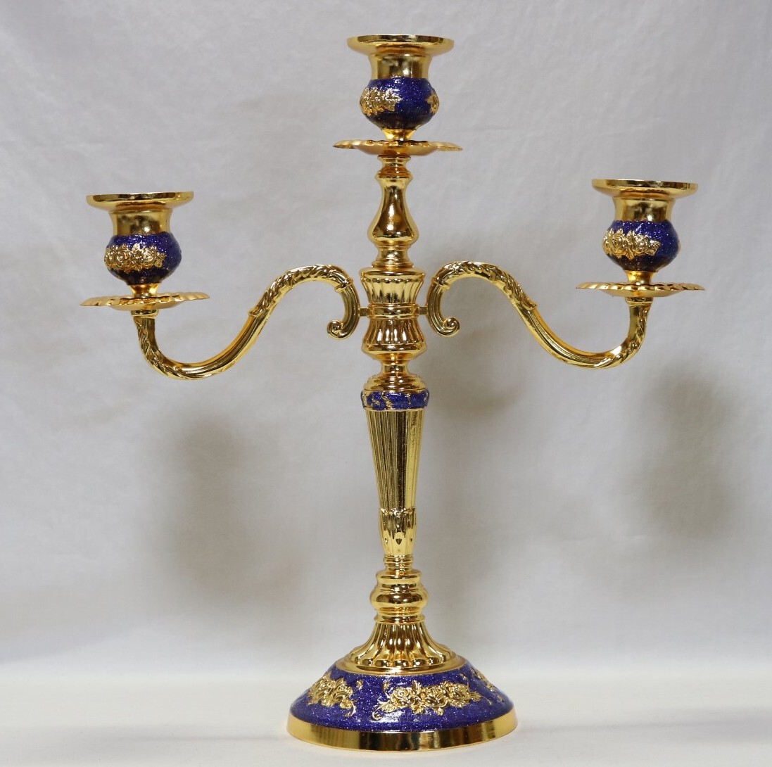 キャンドルスタンド欧風復古 三灯燭台    DT07拍卖