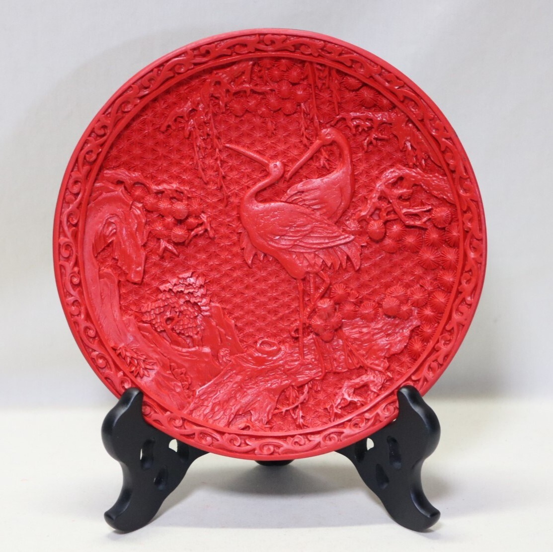 唐土漆彫飾皿模造品(樹脂製)    F144拍卖