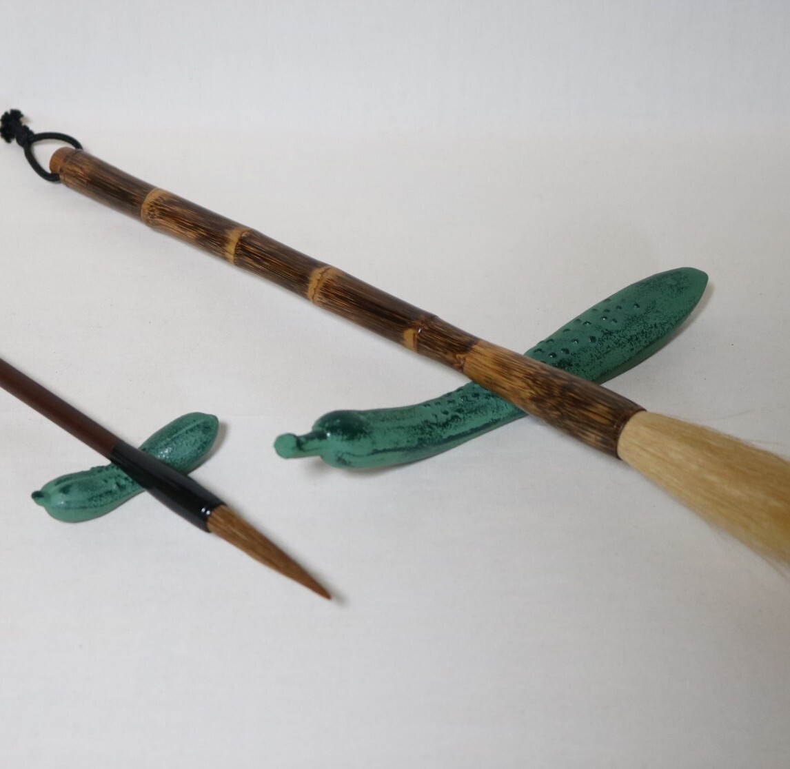 筆置き 兼 文鎮 大小胡瓜セット    DJ02拍卖