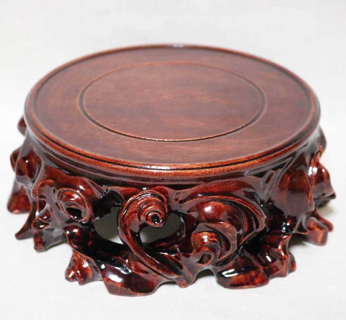 台座 花台・香炉台・飾台 唐木紅木 15.8㎝    DG21拍卖