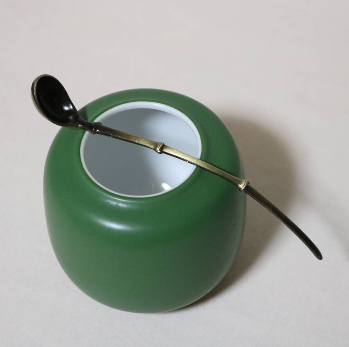 水滴 硯滴 茶緑圓形水瓶・水杓子    DK10拍卖