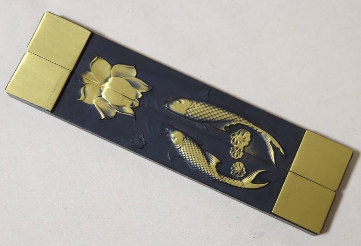 文鎮 黄銅連年有余鎮紙二本組 14.7㎝    DL22拍卖