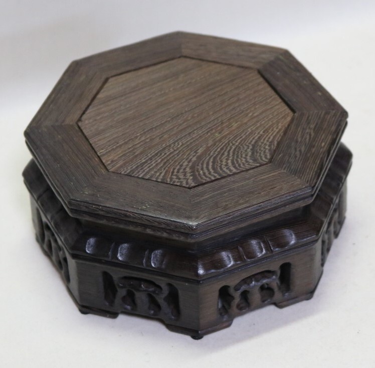 八角台座 花台・香炉台・飾台 唐木紅木 12.3㎝    DX25拍卖