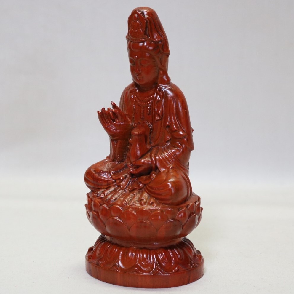 観世音菩薩坐像 唐木紅木彫 高14㎝    DW07拍卖