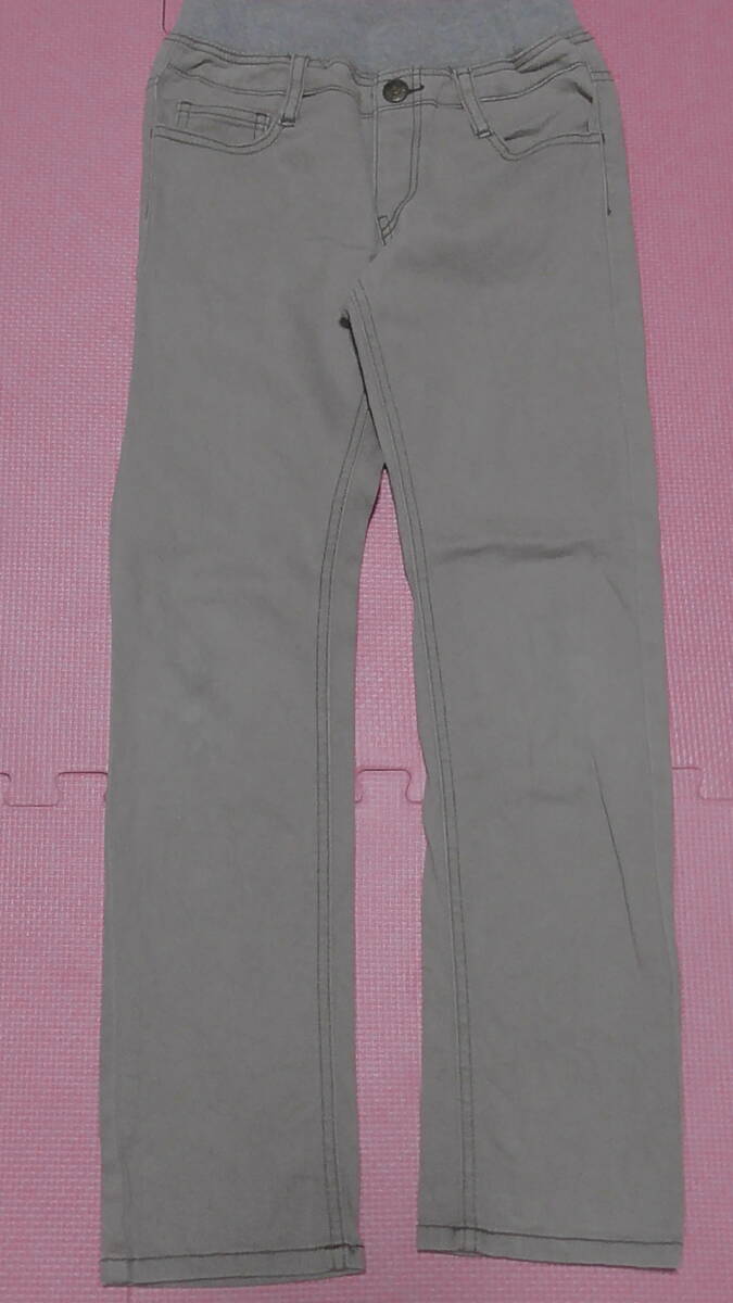 140 CALVINSPIN チノパンツ ベージュ 飾りボタン付き ウエストリブ ロングパンツ 綿98% 長ズボン ゴム調節可 男の子 秋物 USED 送料無料拍卖