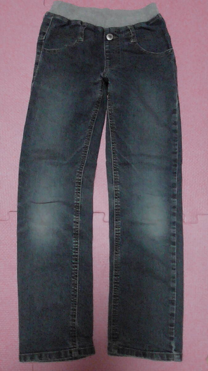 140 RUSH HOUR デニムパンツ ウエストリブ ロングパンツ ジーンズ ジーパン 長ズボン ウエスト調節可 男の子 マックハウス USED 送料無料拍卖