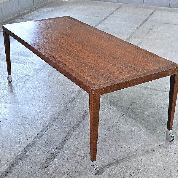 Time&Style「Nancy/ナンシー」ダイニングテーブル ウォールナット無垢材 キャスター 北欧スタイル リビング 書斎 タイムアンドスタイル拍卖