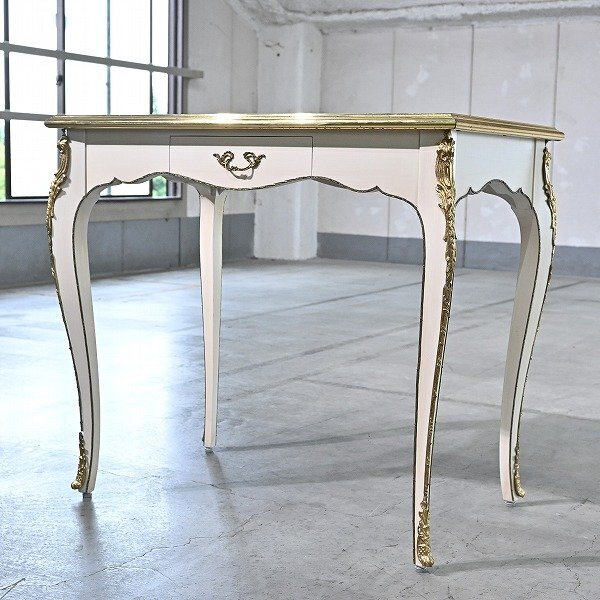 コンソールテーブル ロココ調 真鍮 猫脚 引出し 収納 クラシック アンティークテイスト 姫系 デスク 机 玄関 エントランス リビング拍卖