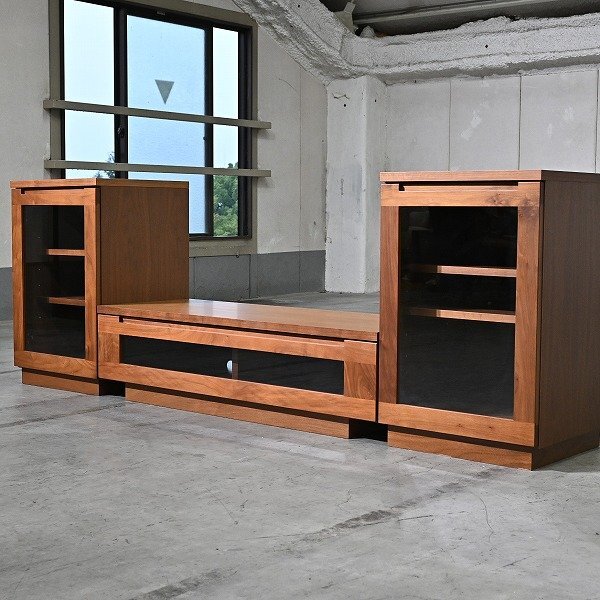 レグナテック「シオン」テレビボード3点セット ウォールナット材 AV機器収納 キャビネット ディスプレイ 飾り棚 チェスト LEGNATEC拍卖