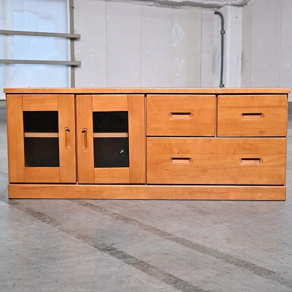 NITORI「MOCHA 120」ローボード チェスト 収納 引出し ガラス リビング ダイニング 書斎 ナチュラル ニトリ拍卖