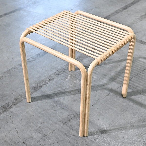 Hermes 150万「Karumi/カルミ」スクエアスツール 椅子 チェア リビング サロン アルヴァロ シザ Alvaro Siza 竹 日本製 バンブー エルメス拍卖