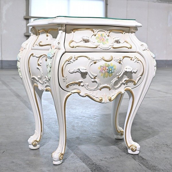 ★最高級 イタリア製 Silik/シリック 41万 サイドチェストb ロココ調 ナイトテーブル 伝統 ハンドペイント 装飾 収納 引き出し_バロック拍卖