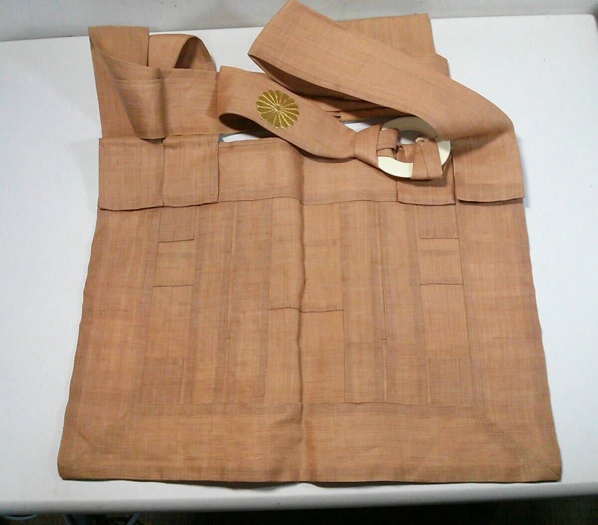 ◆淡橙色絡子◆麻混綿製◆37.5×28センチ◆法要◆葬儀◆仏具◆僧侶◆法衣◆拍卖
