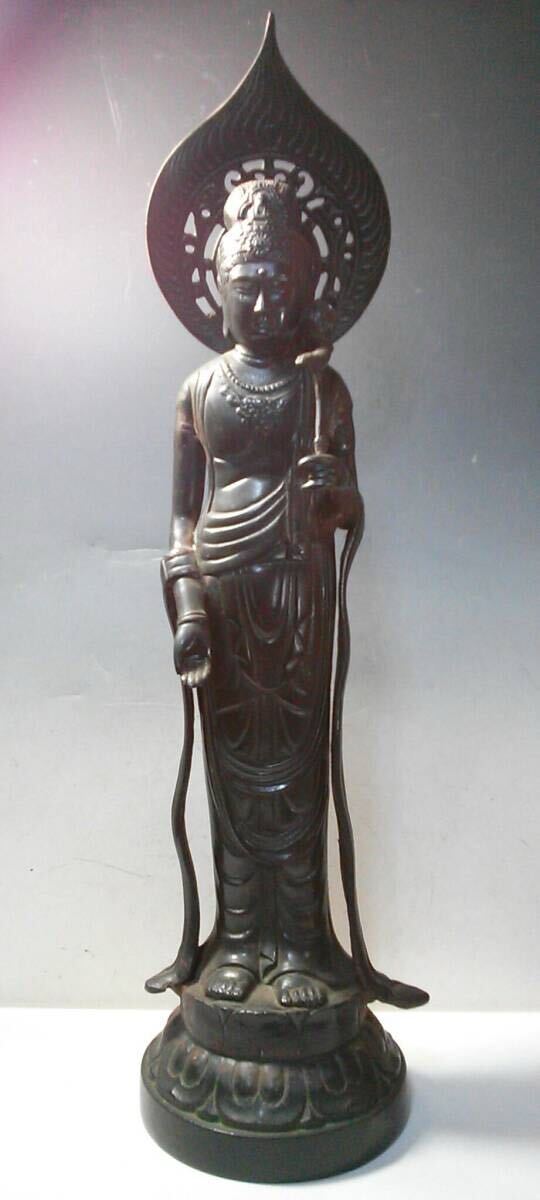 ◆時代の観音菩薩立像◆真鍮製◆高さ70センチ◆重さ7.6キロ◆仏教美術◆仏像◆置き物◆拍卖