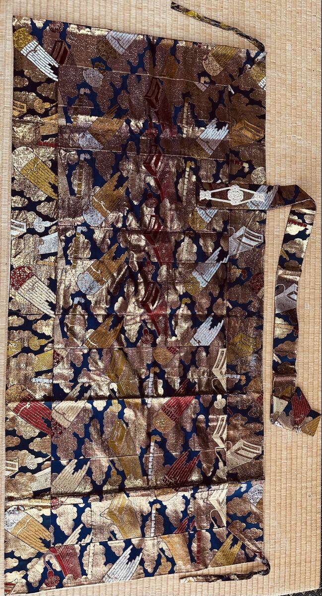 ◆浄土宗◆正絹◆金蘭和楽器模様五条袈裟◆西陣織◆琴◆笙の笛◆法要◆拍卖