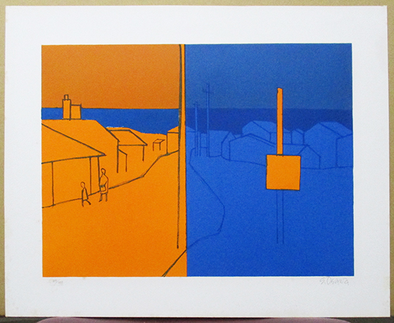 大沢昌助『陽のあたる街』リトグラフ ed.27/100. 鉛筆サイン シートのみ 1984年制作拍卖