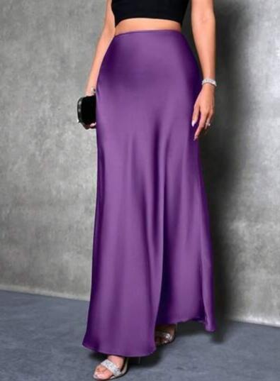 M1211 スカートレディース● 着心地抜群 20代30代40代 ●大活躍  光沢 ロング丈 素敵  パープル拍卖
