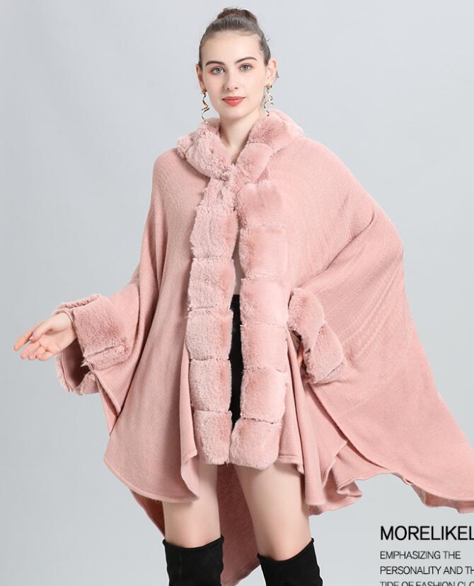 M1020 ポンチョレディース● 着心地抜群 20代30代40代 ● 防寒 ニット素材  羽織   ピンク拍卖