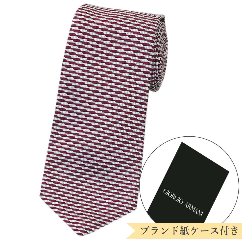 アルマーニ ネクタイ 360087 ジョルジオ アルマーニ 高級 シルク 100% ガーネットレッド ライトグレー 赤 灰色 31114拍卖