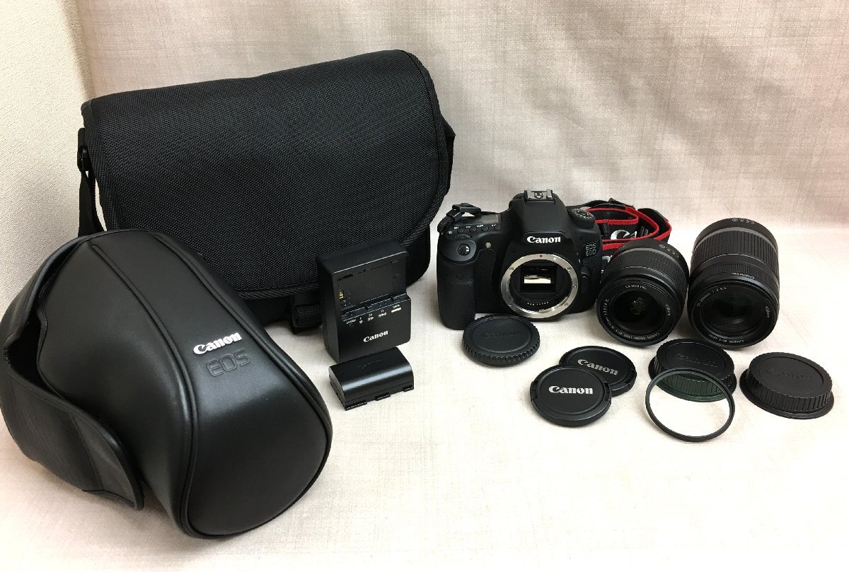 【大黒屋】中古 Canon キヤノン EOS 60D 純正Wレンズセット EF-S 18-55mm IS & EF-S 55-250mm IS EOSカメラケース 他 付き拍卖
