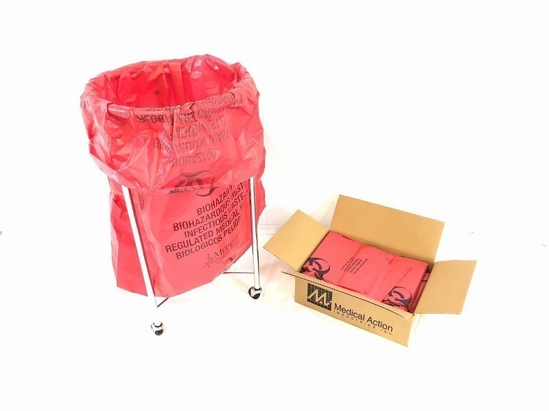 【新品】☆キャスター付きごみ袋スタンド ゴミ袋ホルダー ステンレス バイオハザードバッグ ビニール袋 100枚 (180)☆CJ8I#25拍卖