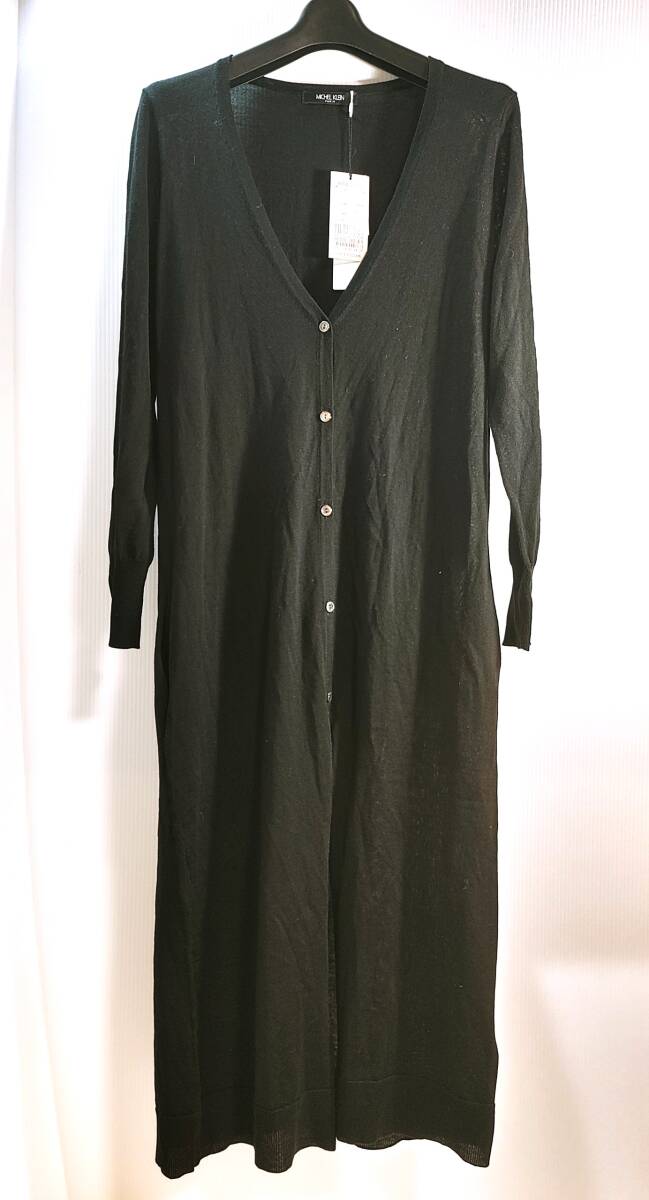 未使用★ミッシェルクランMICHEL KLEIN ロングカーディガン サイズ38 黒 レディース拍卖