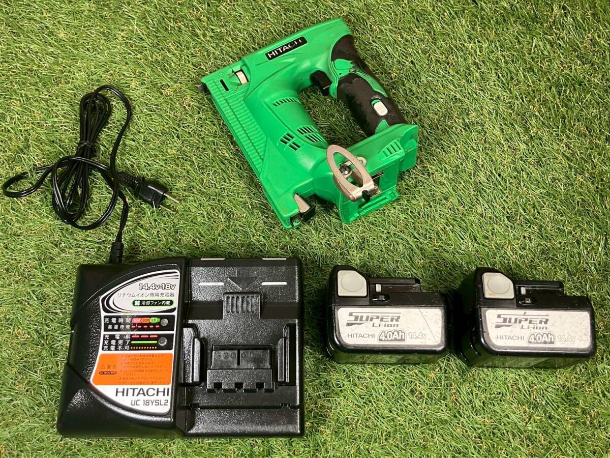 HITACHI 日立工機 14.4V 13mm コードレス タッカ N14DSL 充電器+純正リチウムバッテリ2個 キング工具 【1860K】拍卖