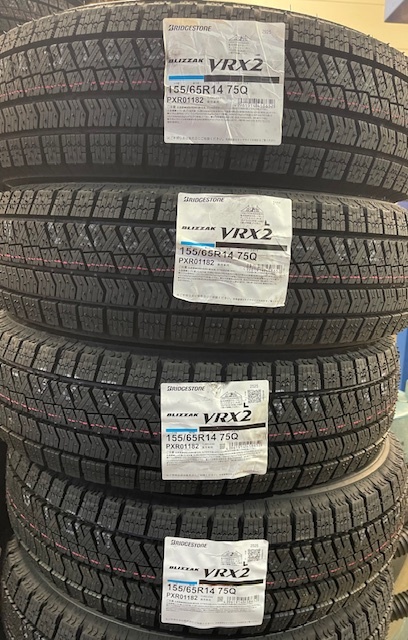 4本送料込★即納可能★2025年ブリヂストン☆ブリザック☆155/65R14★VRX2★スタッドレスタイヤ☆冬タイヤ、軽自動車サイズ拍卖
