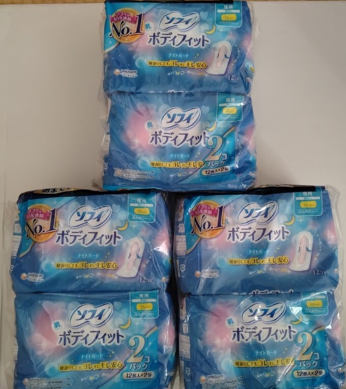ソフィ ボディフィット ナイトガード 夜用 羽なし 24枚入 3セット拍卖