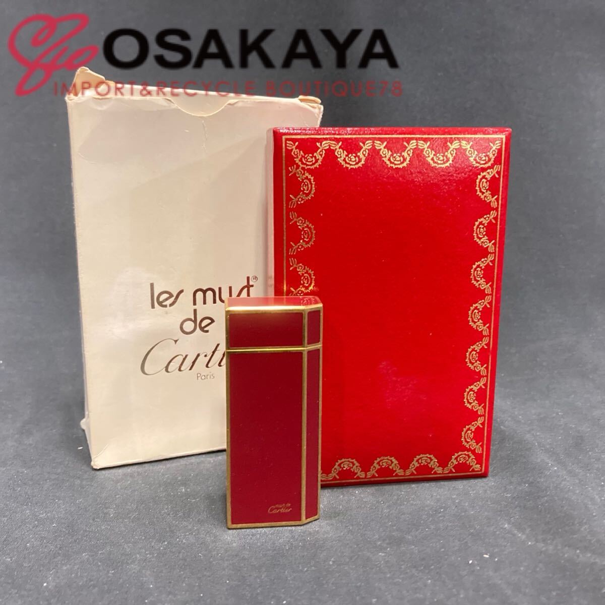 ジャンク Cartier ガスライター ペンタゴン ボルドー ゴールド カルティエ 専用箱 着火未確認 中古品【送料全国一律600円】拍卖