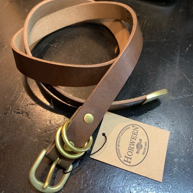 未使用新品 クロムエクセルレザー 茶芯 ブラウンチョコ W38 4ピースバックル レンジャーベルト ホーウィン社拍卖